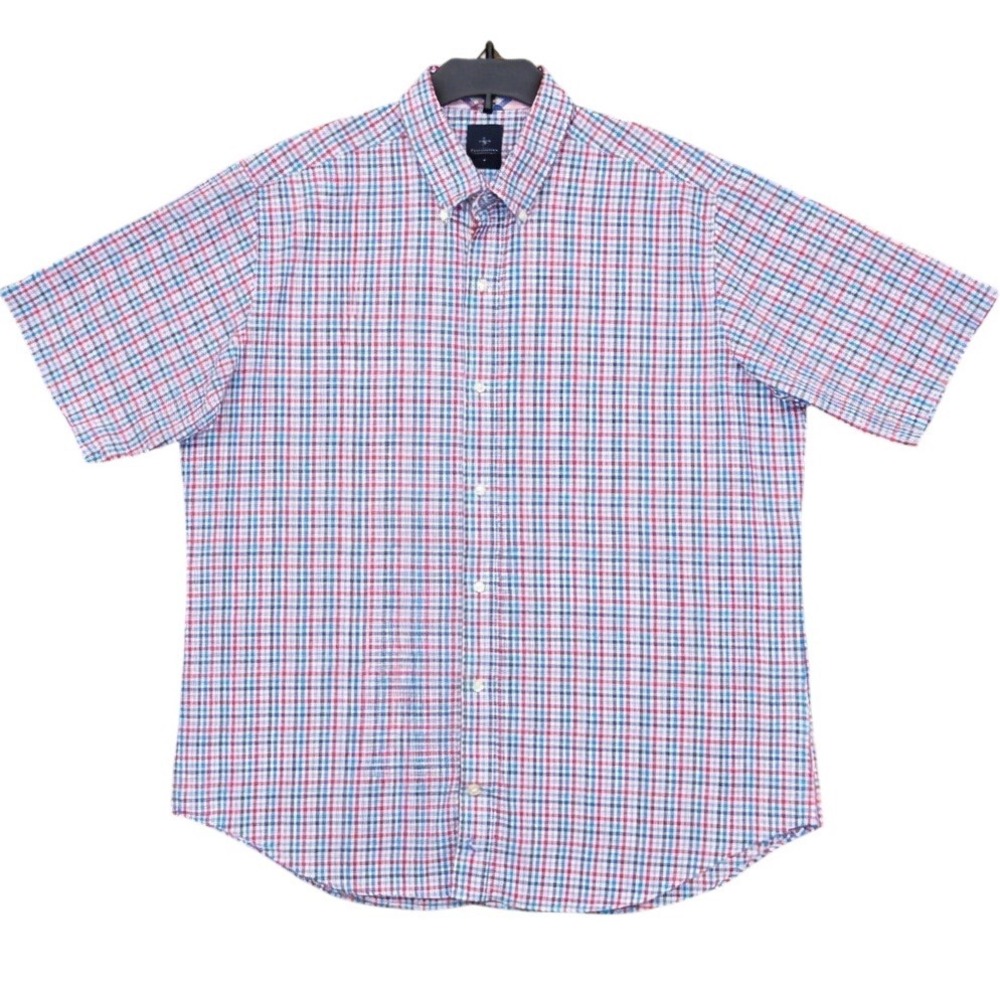 Tailorbyrd Men's XL Extra Large Collection Plaid Button Up Short Sleeve Shirt